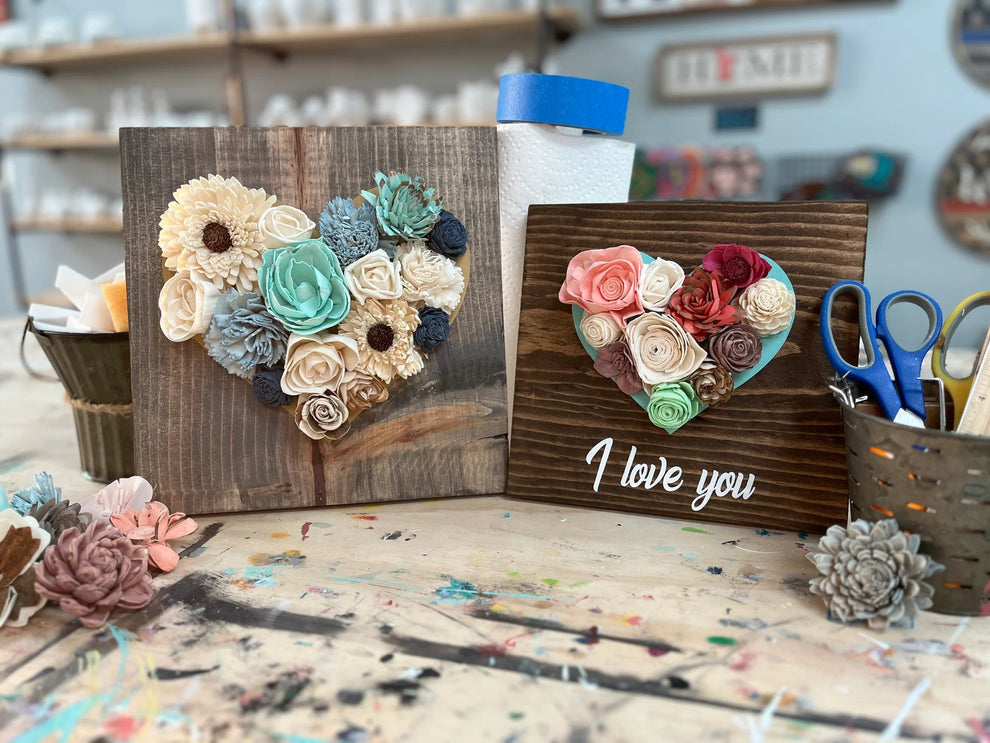 Everyday Wooden Flower Heart Pallet Sign (14x14")