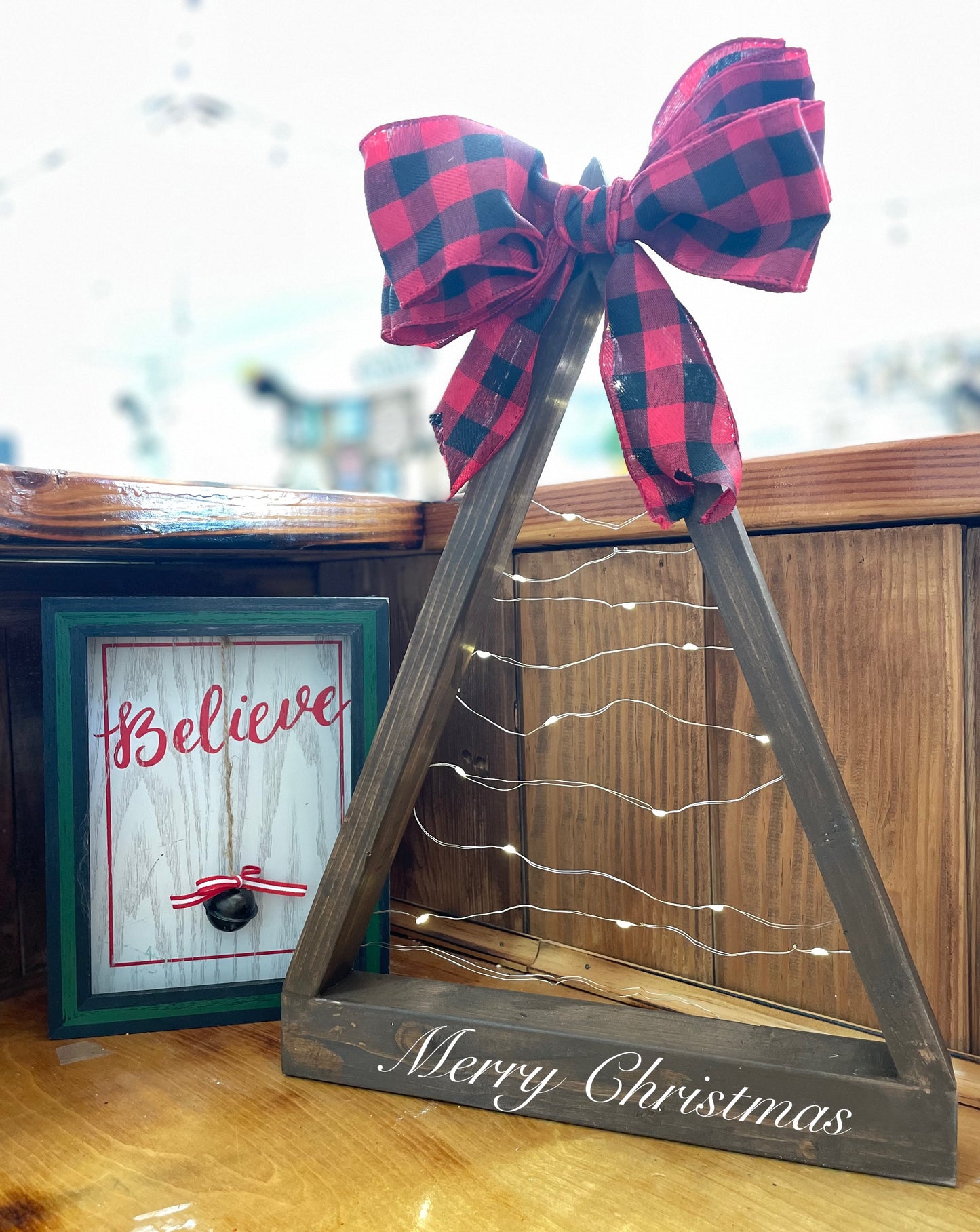 Holiday Lighted Wooden Trees