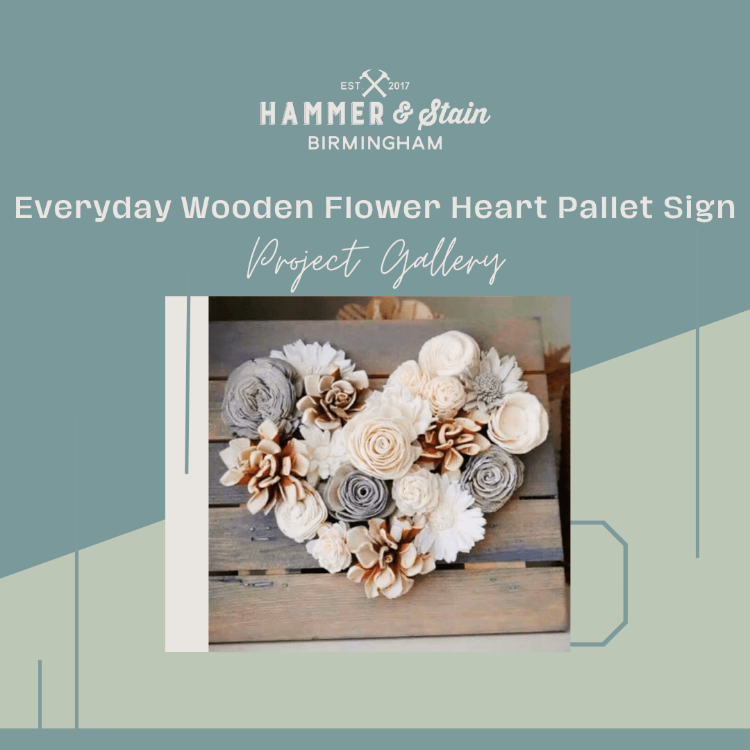 Everyday Wooden Flower Heart Pallet Sign (14x14")